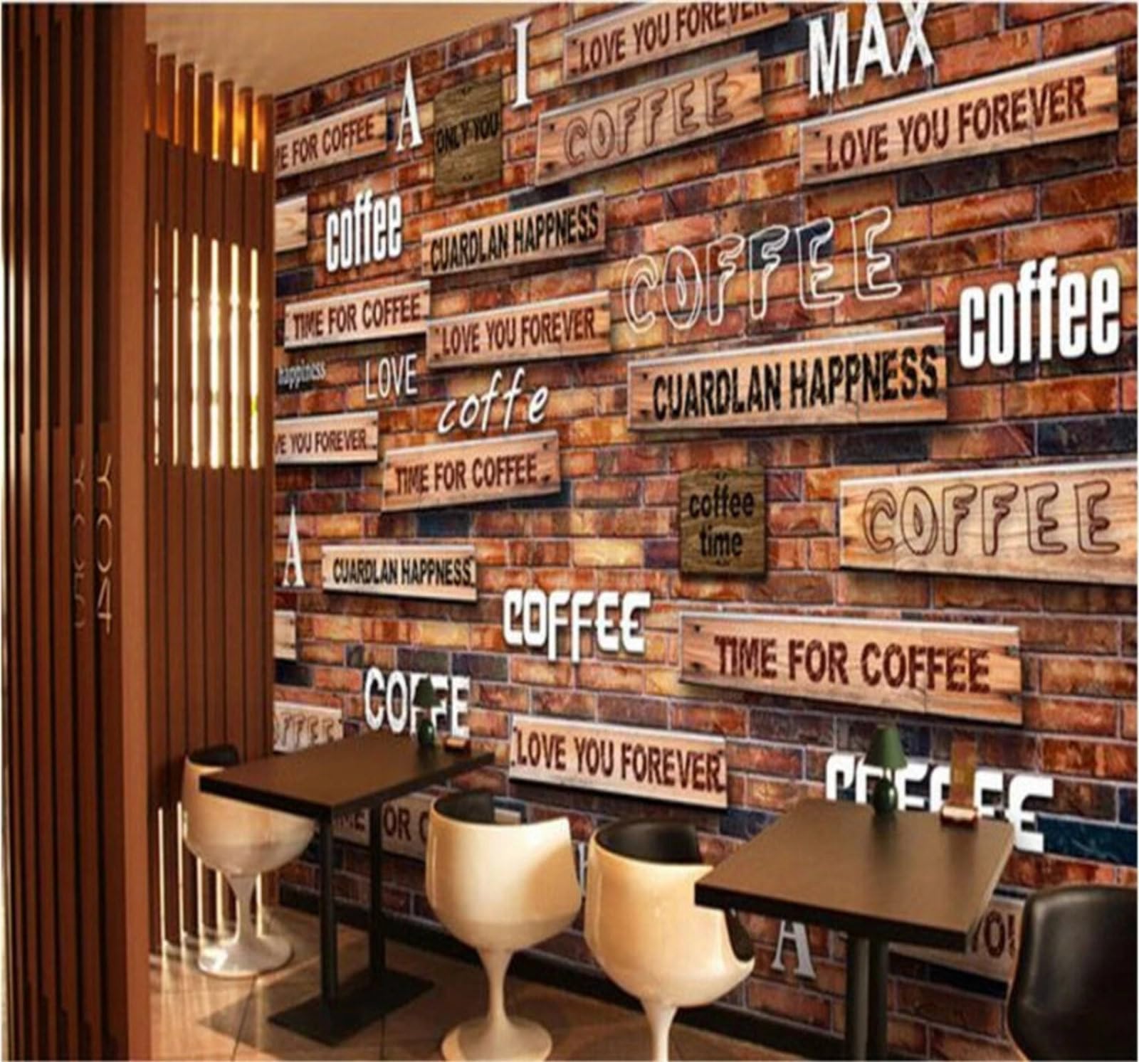 Xlming 350Cm×256Cm(B×H) Retro Nostalgic Brick Wall Coffee Café 3D Wallpaper Luxury Silk Study Dining Feature Sofa Grey Bedroom Living Room Tv Decorative Wall-350Cm×256Cm