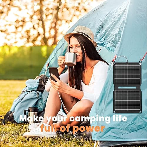 Miniatura 7 de FlexSolar 10W Cargadores solares portátiles 5V USB pequeños, paneles de emergencia ETFE plegables, impermeables IP67 para teléfonos, ventiladores