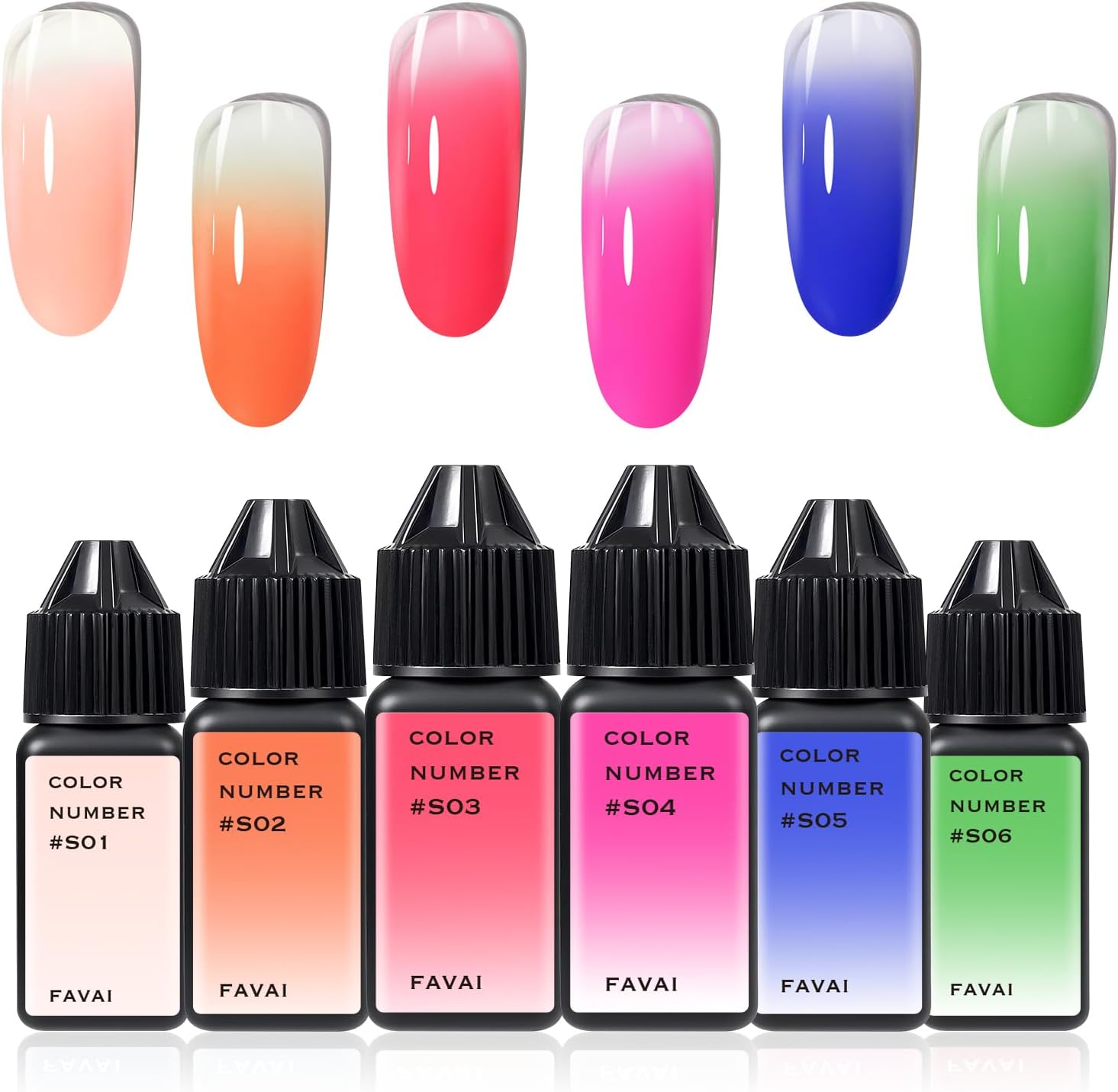FAVAI 6 Colors Airbrush Gel Nail Polish Air Gel Set - Sugar Collection (#S) 6 * 15ml