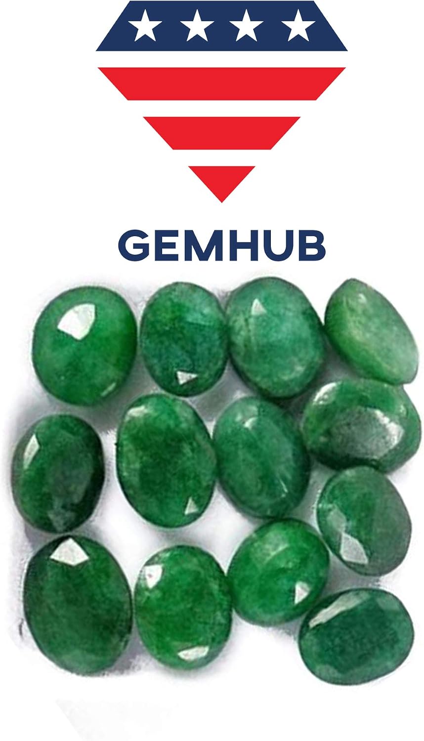 GEMHUB Loose Gemstones Colombian Emerald Approx 60.00 Carat - 7 Pcs Natural Oval Cut Green Emerald Loose Gems