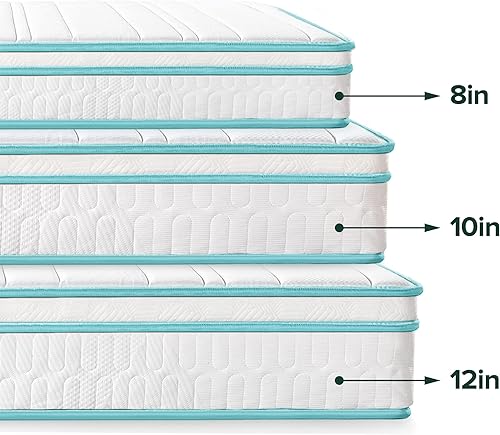 Miniatura 51 de Zinus Colchón de resorte superior apretado de 10 pulgadas, tamaño matrimonial, colchón de resortes interiores, certificado CertiPUR-US, colchón en