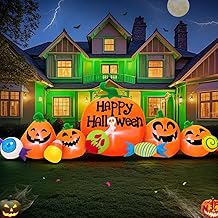 8FT Halloween Inflatable Decorations Outdoor, Halloween Decoration Outdoor Inflatable Pumpkin Combo with LED Blow Up Inflatables for Holiday Garden Yard Lawn D&eacute;cor