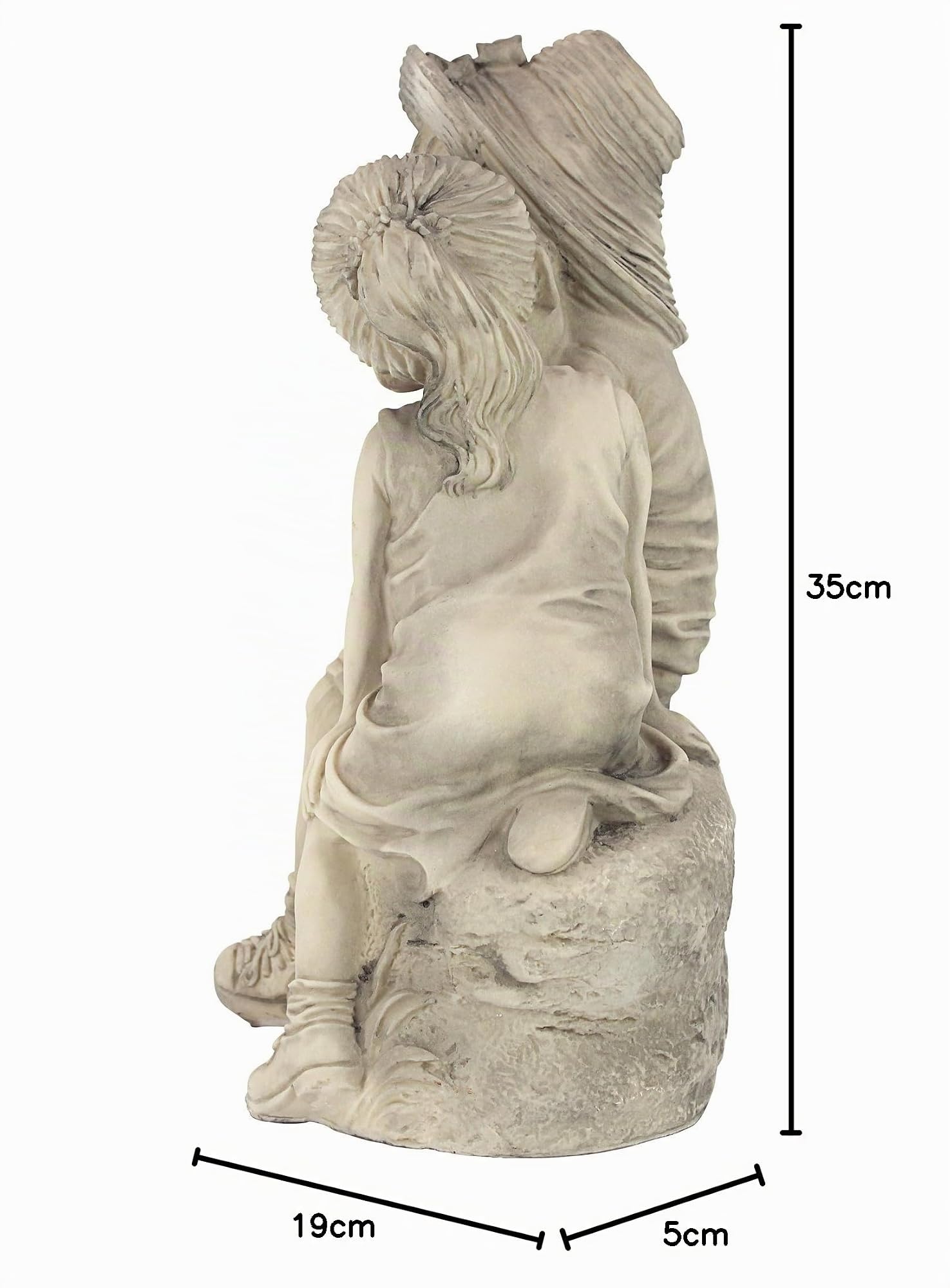Design Toscano Bambini che si scambiano un bacio Bambino e Bambina Statuetta decorativa da esterni, poliresina, pietra antica, 35,5 cm