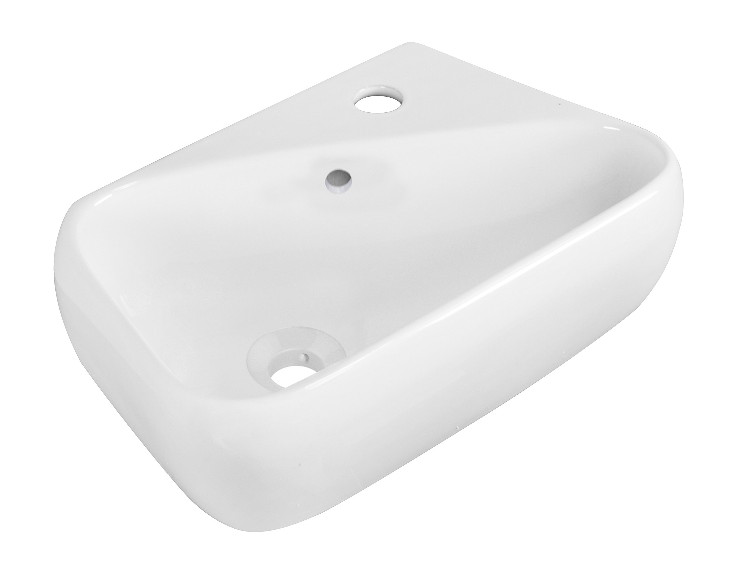 AI-3-1760 Above Counter Rectangle Vessel for Single Hole Faucet, 18-Inch x 10.5-Inch, White
