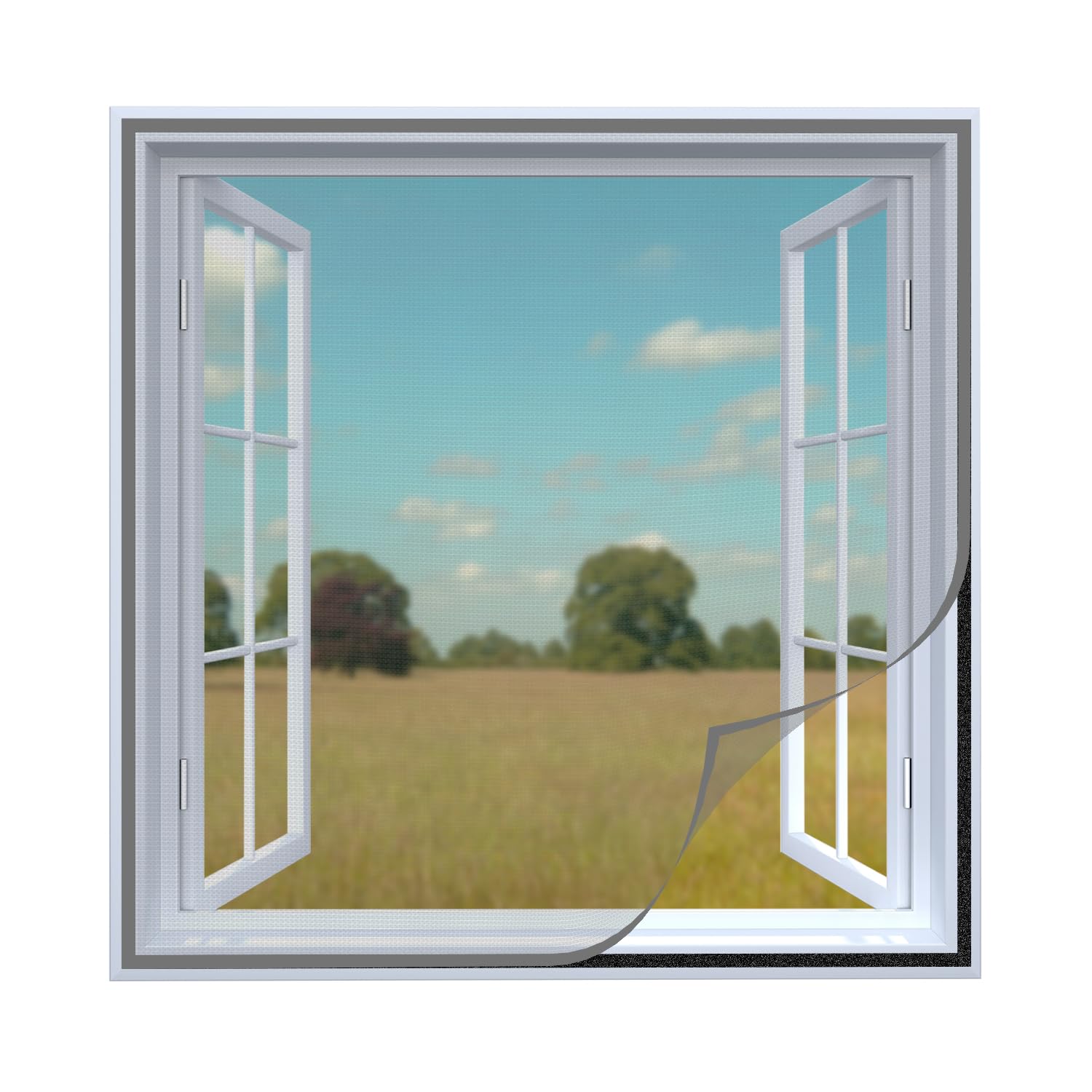 Readymade Polyester Pre-Stitched Window Mosquito Net for All Types of Window & Size, 80GSM with Self-Adhesive Hook Tape. Size 90x120 cms/36x47 Inches/2.95x3.94 Feet, Color-Grey-image-12