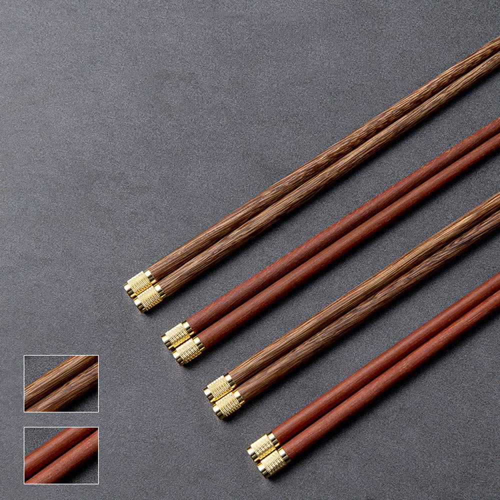 Baguettes en bois réutilisables 2 paires, lavables au lave-vaisselle, coffret cadeau traditionnel chinois élégant, baguettes japonaises de style classique, baguettes écologiques de 9 pouces-B (B)