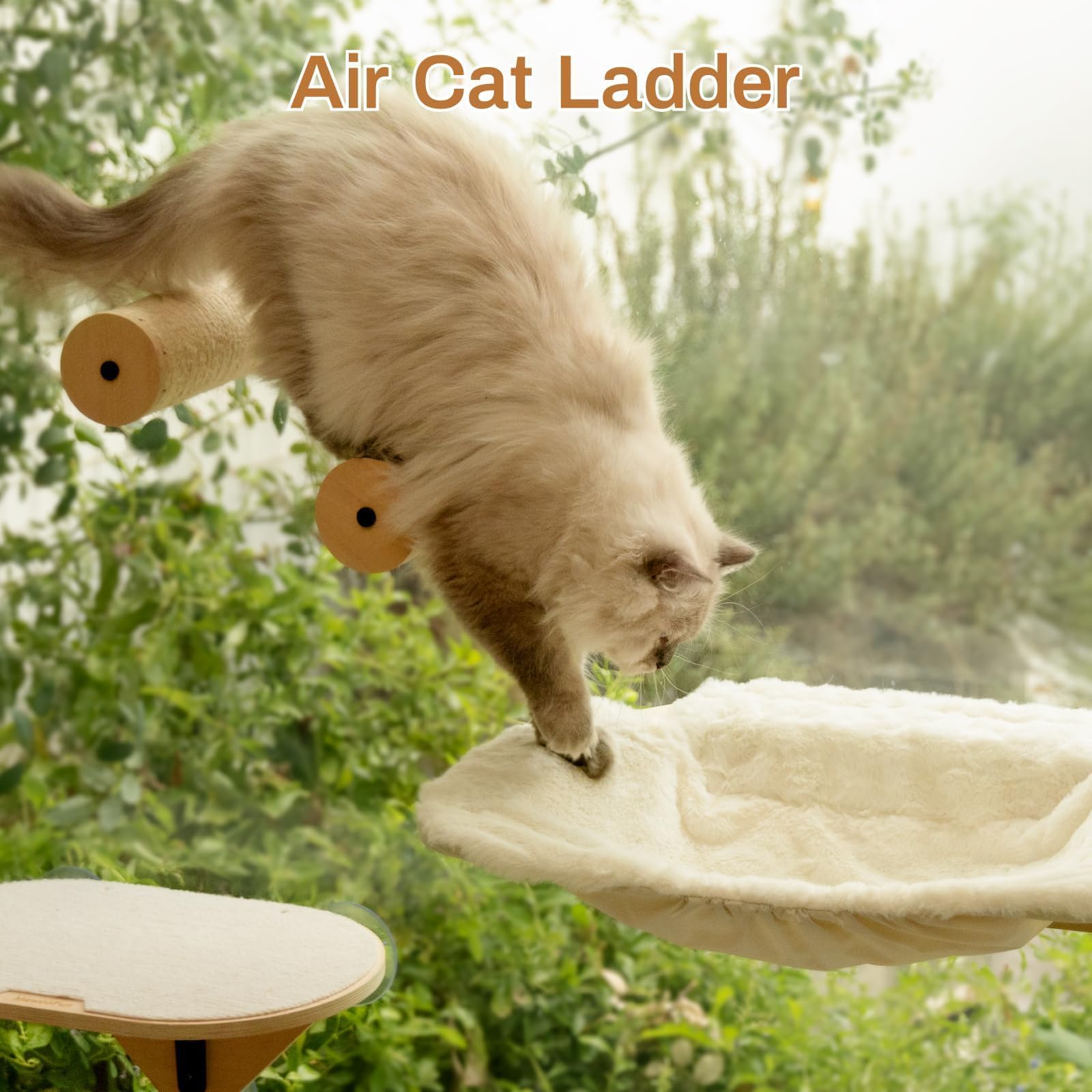 MEWOOFUN Hangmat voor katten, radiator, tweeërlei gebruik, kattenraam hangmat voor binnenkatten, verstelbare houten kattenradiator bedden, kattenraambedden voor maximaal 18 kg, 47 x 40 cm, blauw/grijs