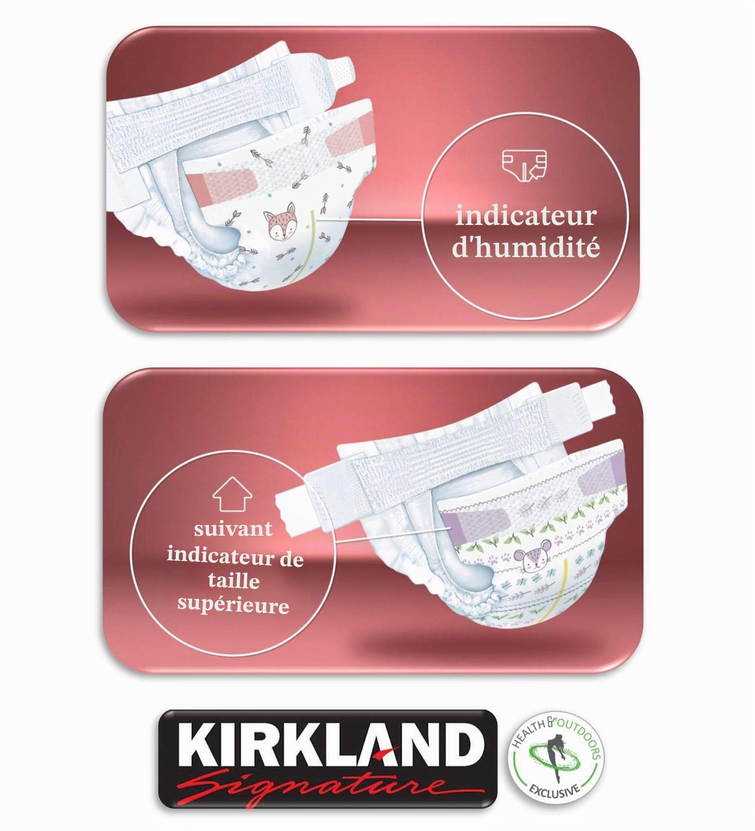 Kirkland Signature Lot de 150 couches Taille 5 12,2 kg + lingettes hygiéniques et extérieures