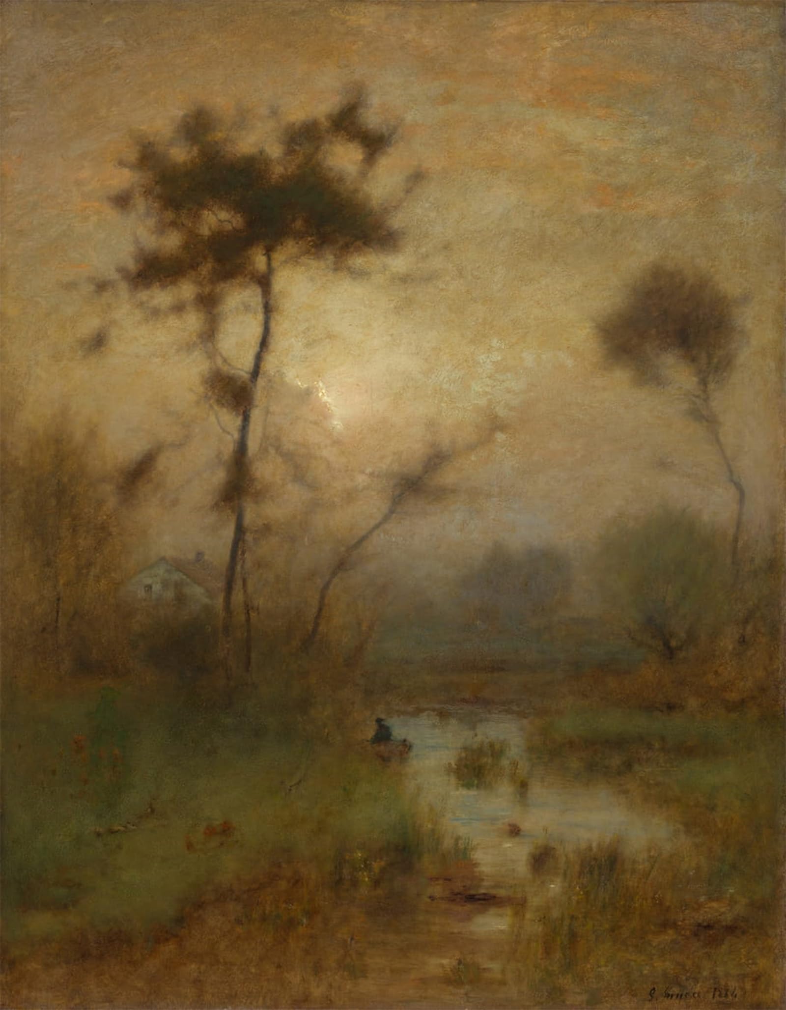 POSTERIIk Vintage Classic Picture Landscape Artwork a Silver Morning by George Inness Portrait Canvas Painting for Office Home Decor 60x90cm