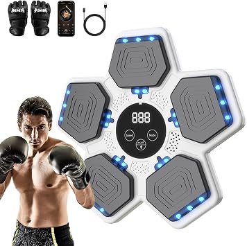 LOLBOX 2025 Music Boxing Machine for Adults and Kids, Smart Bluetooth Boxing Training Equipment with Gloves Wall Mounted, Workout Punching Machine for Home,Office and Gym | Height Adjustable Easy Setup with 5 Levels for Adults and Kids, Bluetooth Music Boxing for All Groups at Home and Office