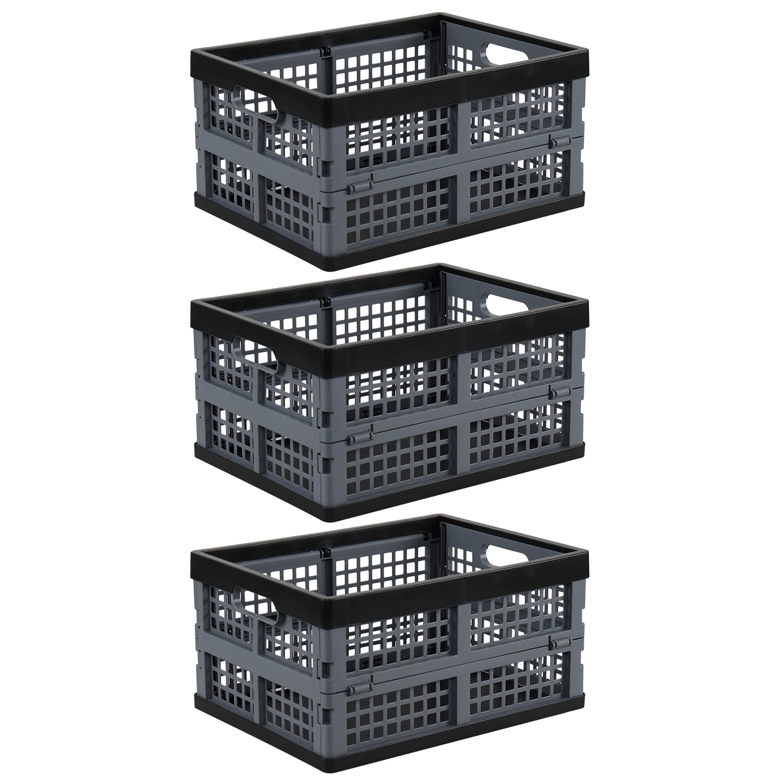 Julyeen 15 L Stackable Plastic Folding Crate, 3-Pack Plastic Collapsible Crates