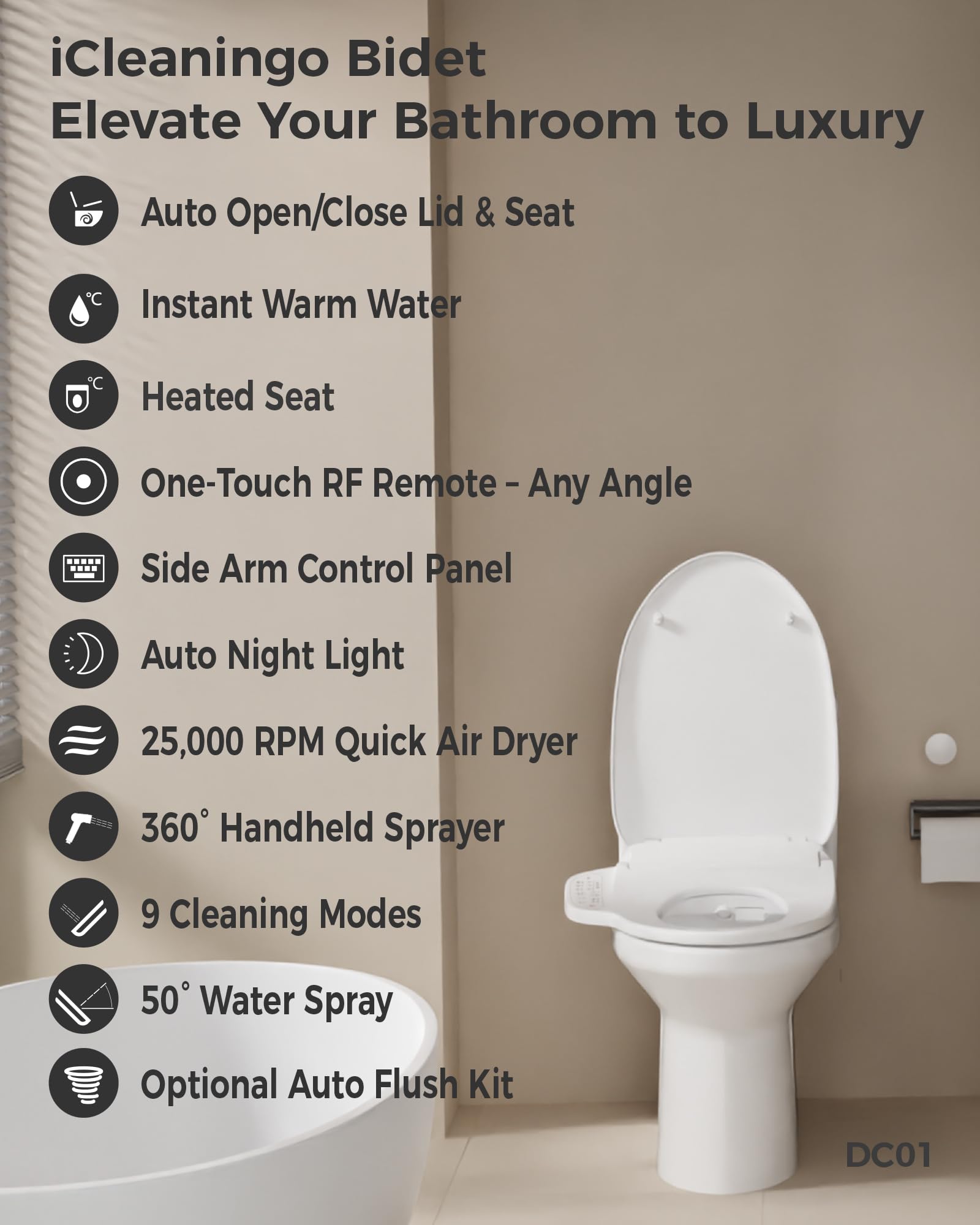 Amazon | iCleaningo ビデアタッチメント トイレ 温水用 iCleaningo 