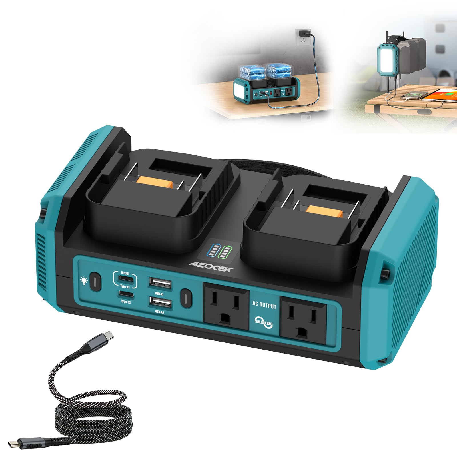 Amazon.co.jp: Azocek 350W パワーインバーター 正弦波 マキタ18V