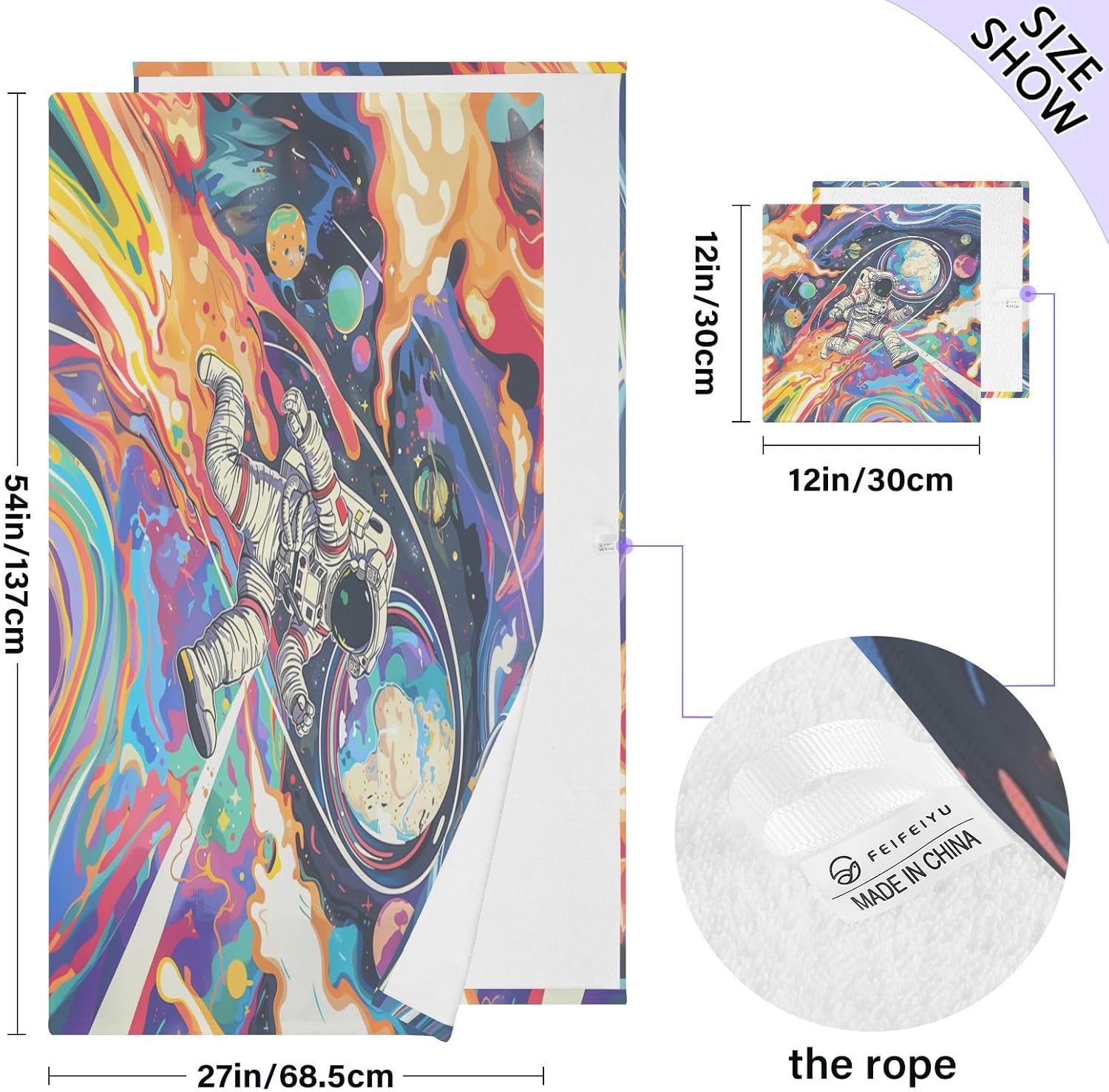 Hand Towels Premium Soft and Highly Absorbent Dreamy Astronaut 2 Pcs Towels for Bathroom Set 100% Cotton Decorative Face Towels