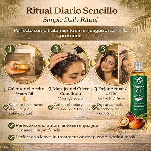 Miniatura 3 de Aceite de batana (paquete de 2)  Aceite crudo 100% puro y natural  4 onzas líquidas por botella, apoya la fuerza del cabello, grosor y salud del