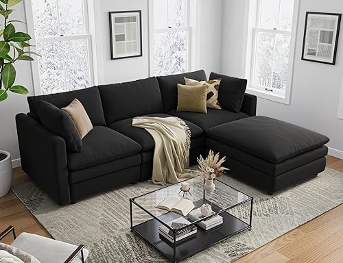 Miniatura 14 de Txtin's Sofás Nube para Sala de Estar Sofá Seccional en Forma de L con Otomana Felpa Profunda 4 Asientos Sofá Moderno para Apartamento | Cloud, L