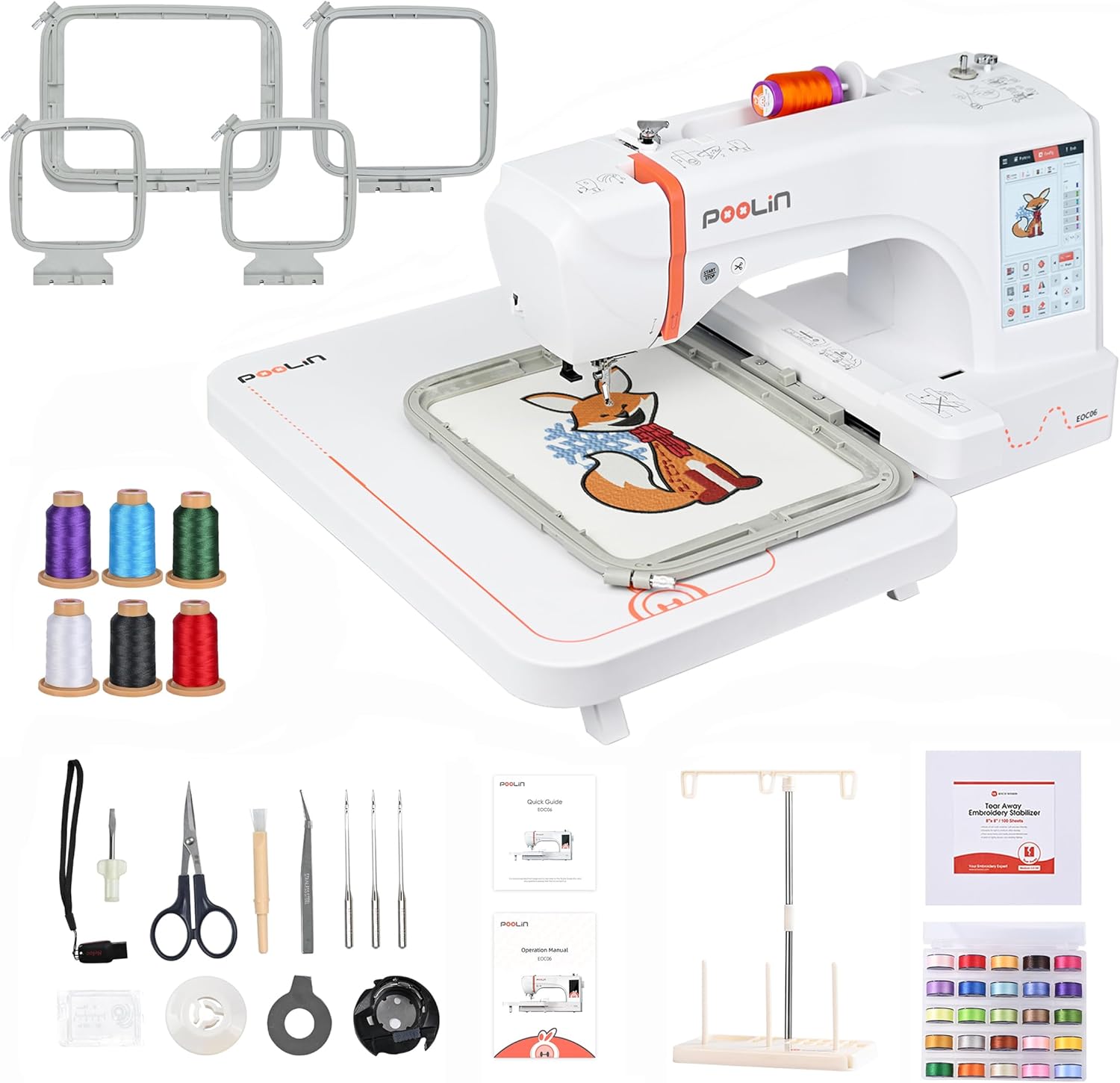EOC06 Embroidery Machine 7.9x11 Inch Large Hoop for Beginners