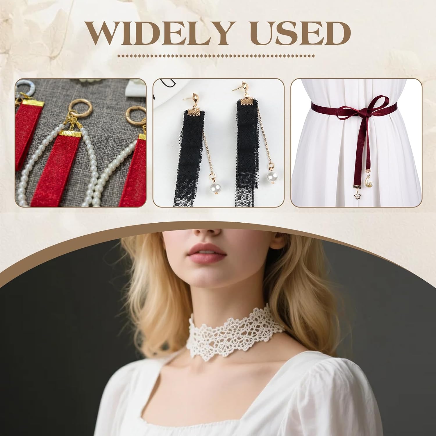 TOAOB 100pcs Gold Iron Ribbon Ends 20mm Bracelet Bookmark
