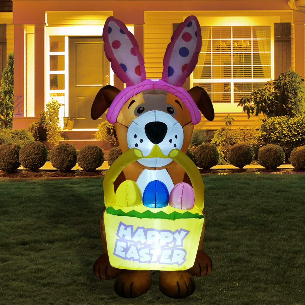 GOOSH 5 FT Height Christmas Inflatables Outdoor Dog with a Bunny Headband, Blow Up Yard Decoration Clearance with LED Lights Built-in for Holiday/Christmas/Party/Yard/Garden : Patio, Lawn & Garden
