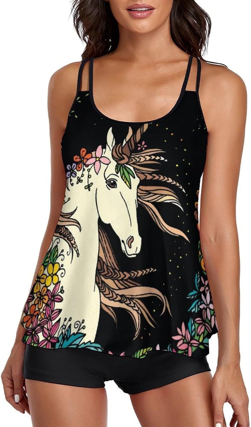 Two Piece Swimsuit for All Women, V Neckline Halter Swimming Suit Monokini