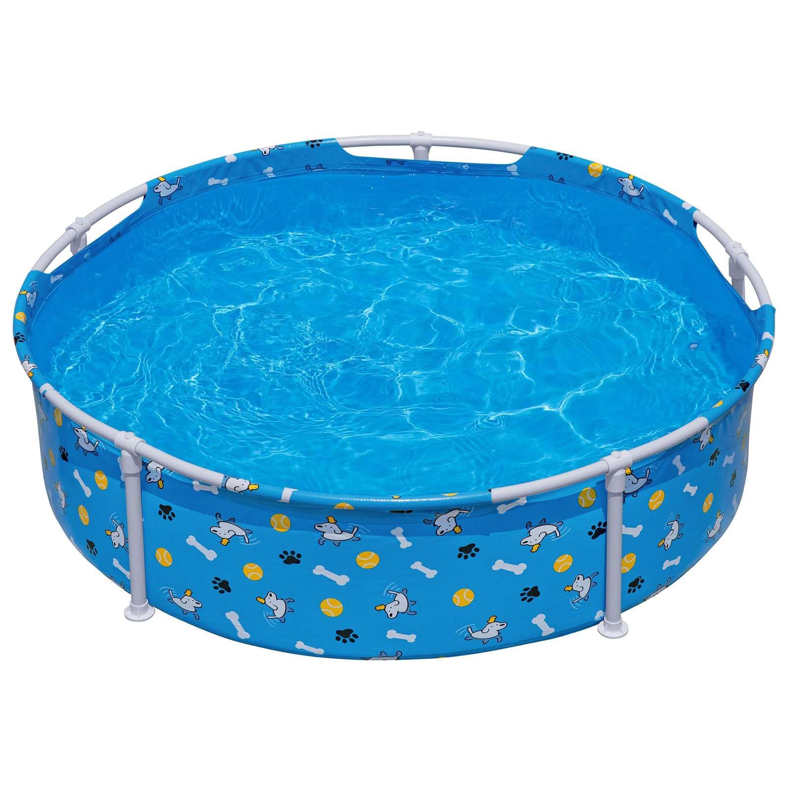 Bestway Piscine de Jeu pour Animaux de Compagnie Hors Sol Bleue, Bassin pataugeoire Tubulaire en PVC et Acier, 122 x 30,5 cm, résistante aux UV et aux crevaisons pour Jardin extérieur été