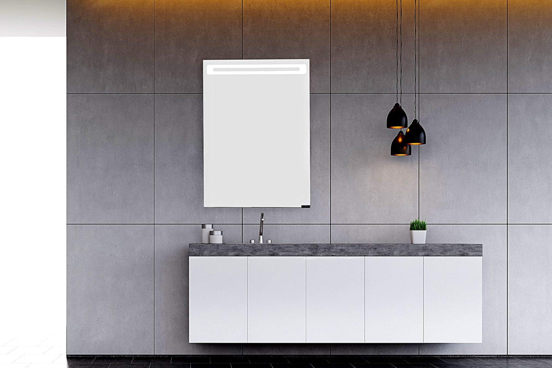 LED 15" lighted mirrored bathroom cabinet left hinged with mirrored back wall Single Door Left