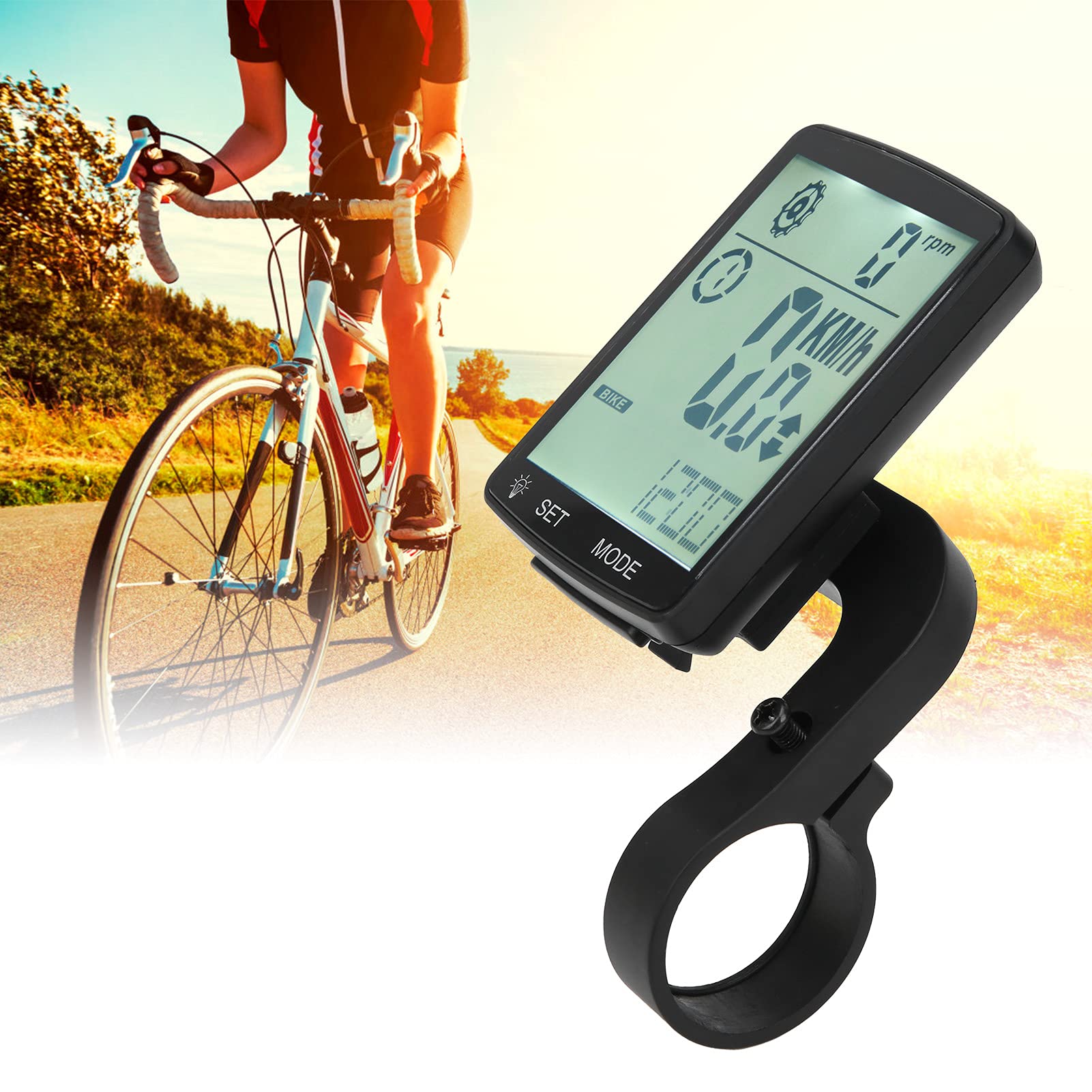 Compteur de Vélo, Cycloordinateur ABS avec écran LED 2,8 Pouces,