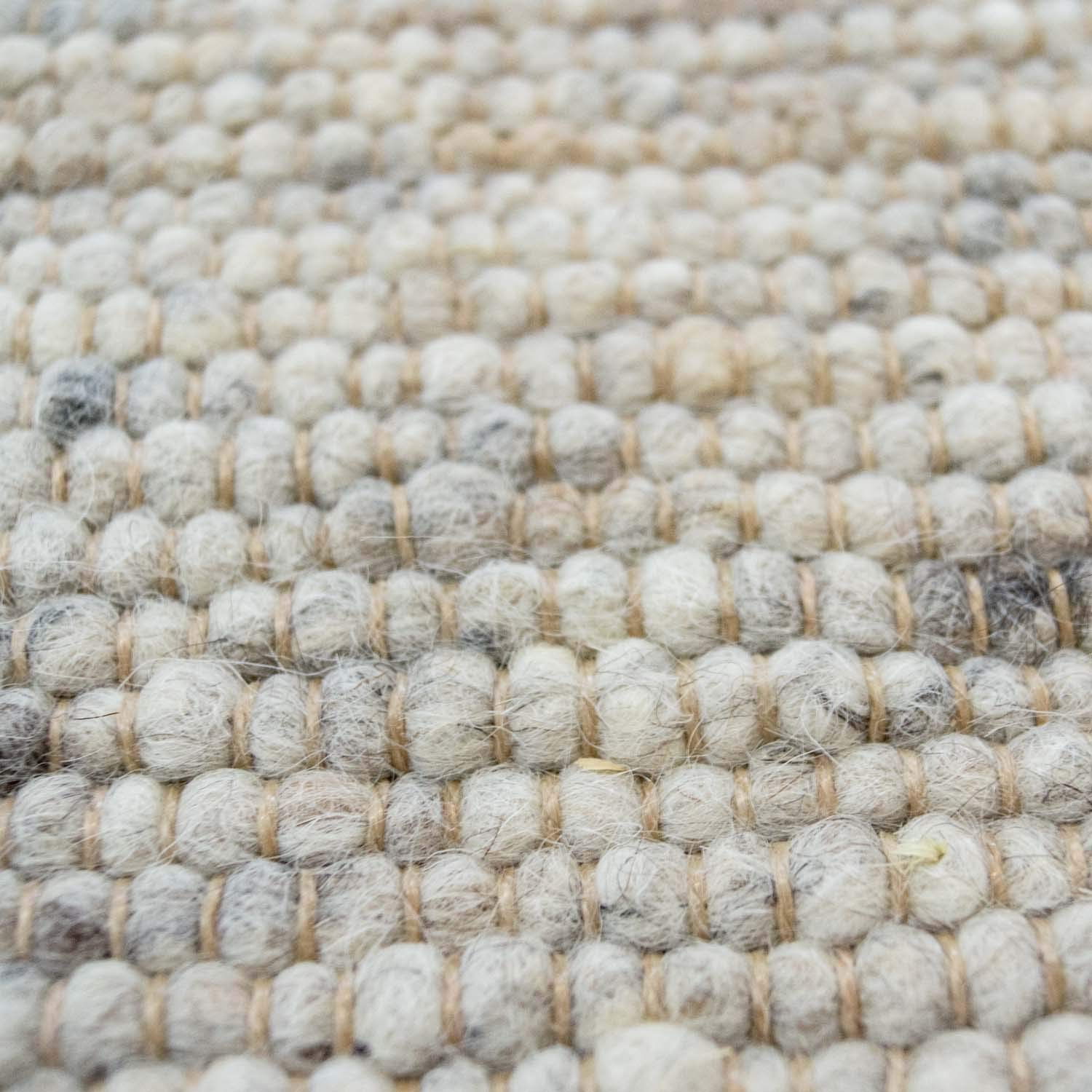 TacaHome Wollteppich Handweb Teppich Gewalkt I Reine Schur-Wolle im Skandinavischen Design I Wohnzimmer Schlafzimmer Esszimmer Kinderzimer Büro | 90 x 160 cm Natur Grau Meliert