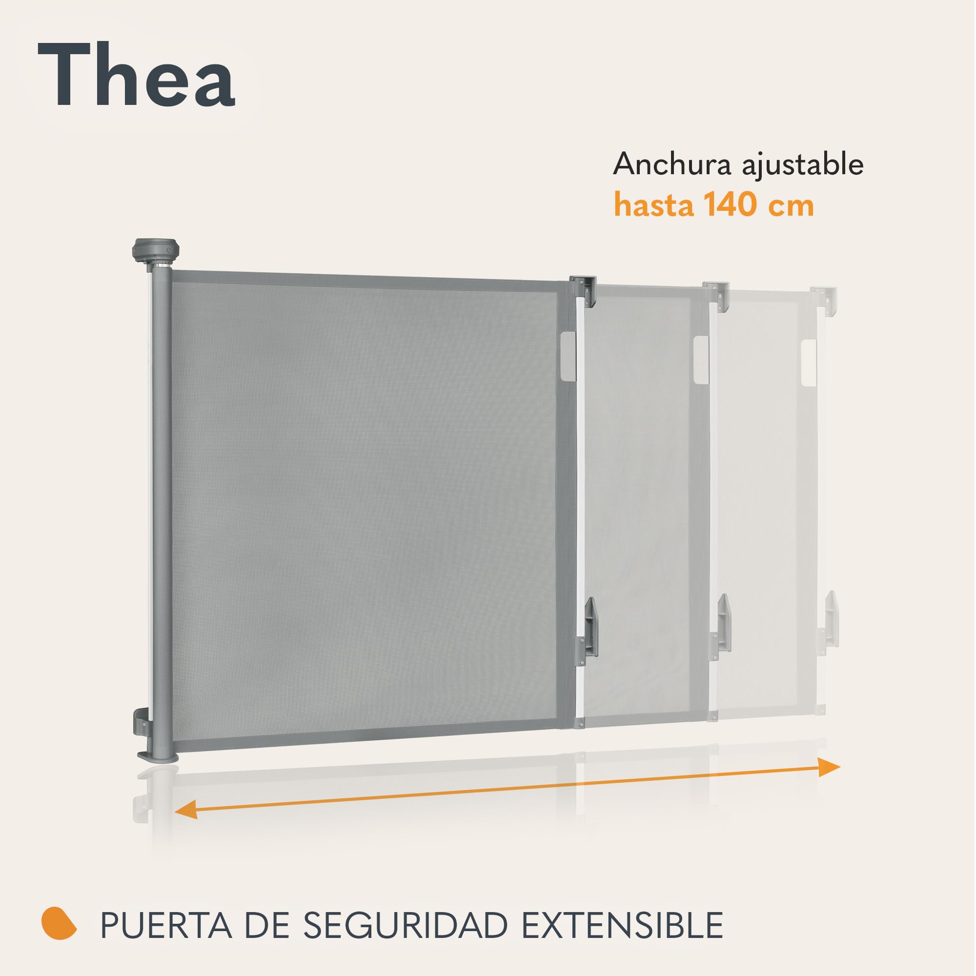 LIONELO THEA Puerta de Escalera 85x140 cm Extensible Ajustable de Seguridad para Montaje en la Puerta, la Escalera de Pasillo, Apertura de hasta 140 cm, Barrera Barandilla de Seguridad para Niños | Ajustable de Seguridad para Montaje en la Puerta, Apertur
