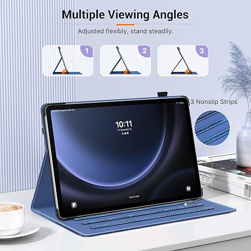 Miniatura 3 de MoKo Funda para Samsung Galaxy Tab S9 FE 5G de 10.9 pulgadas 2023, funda con soporte multiángulo para Galaxy Tab S9 FE (SM-X510SM-X516SM-X518) con