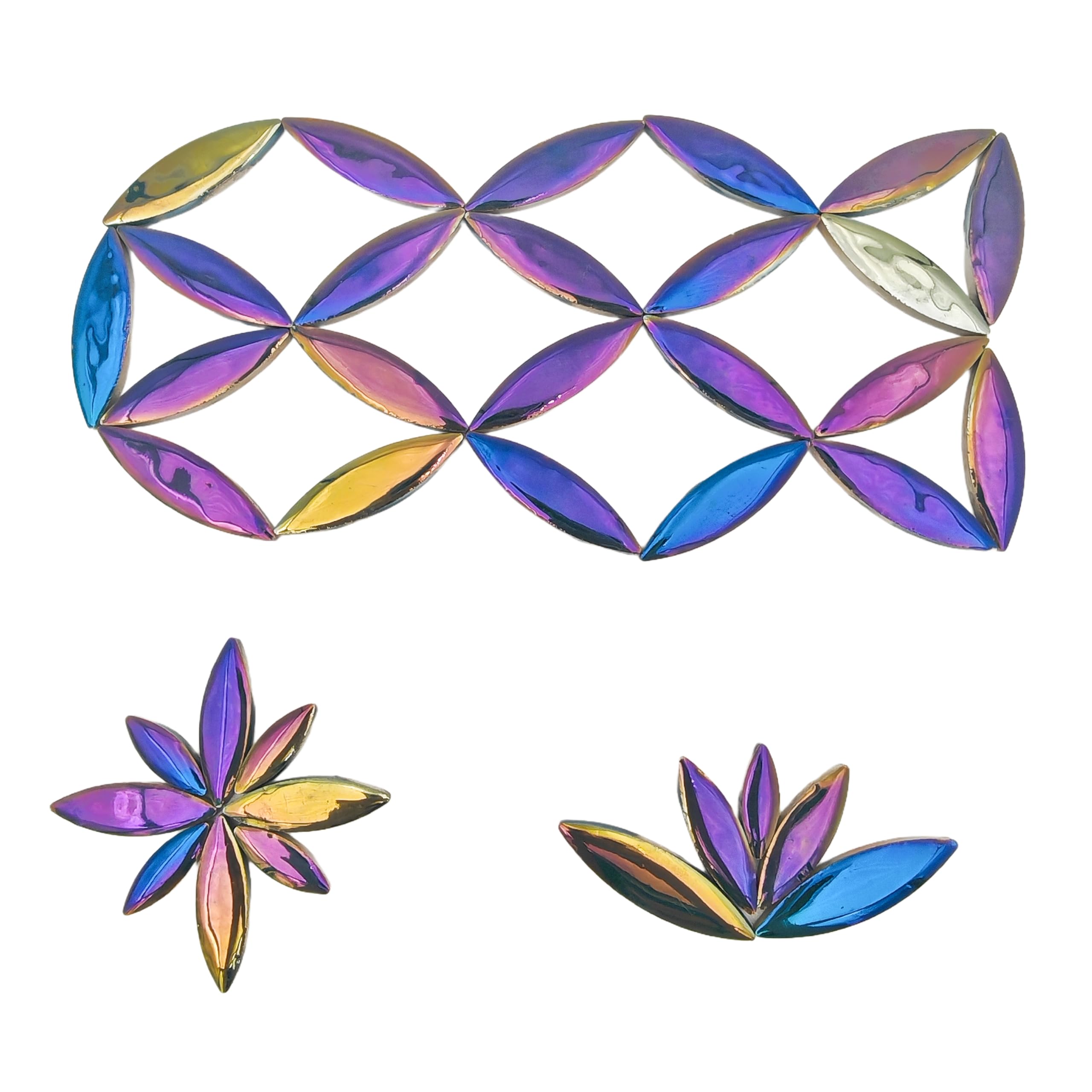 Mosaico in ceramica a forma di petalo di salice, 500 g, pezzi irregolari per decorazione domestica o artigianato fai da te, forniture per la creazione di mosaici. (verde pavone iridescente)