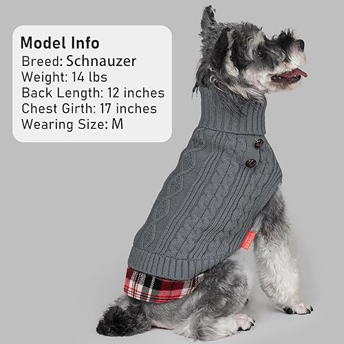 Miniatura 4 de KYEESE Suéter suave para perros pequeños, machos, abrigado, de cuello alto, ropa elástica de punto para gatos, de cuadros vichy, abrigo cómodo para