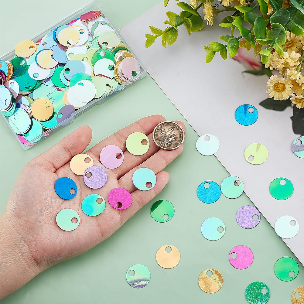PH PandaHall 450 Pz 20mm Grandi Paillettes Rotonde Piatte Iridescenti in 9 Colori - Cerchio Pois Sciolti per Artigianato Arte Gioielli Cucito Ricamo