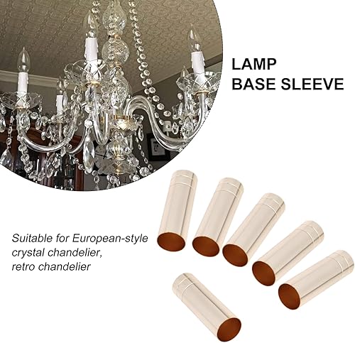 Miniatura 5 de 3.1 in3.15 pulgadas de largo 1.0 in0.98 pulgadas de diámetro lámpara colgante vela cubiertas de luz mangas base de candelabro, 6 piezas dorado