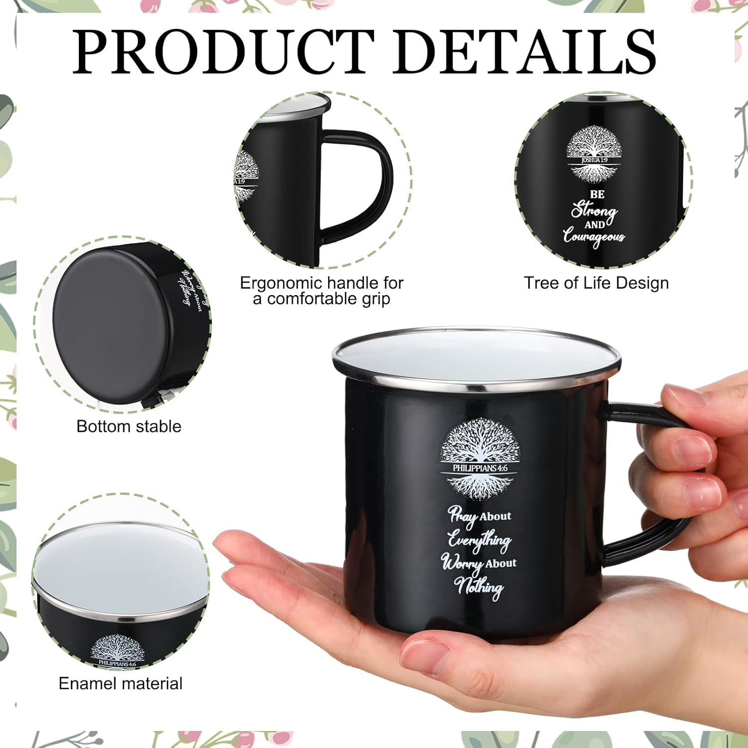 Nuogo 10 Set Christian Bible Verse Mugs Bulk 12 oz Enamel Coffee Mugs with Handle Religious Jesus Christian Church Mug Inspirational Mug for Pastor Appreciation Day Gift - Image 3