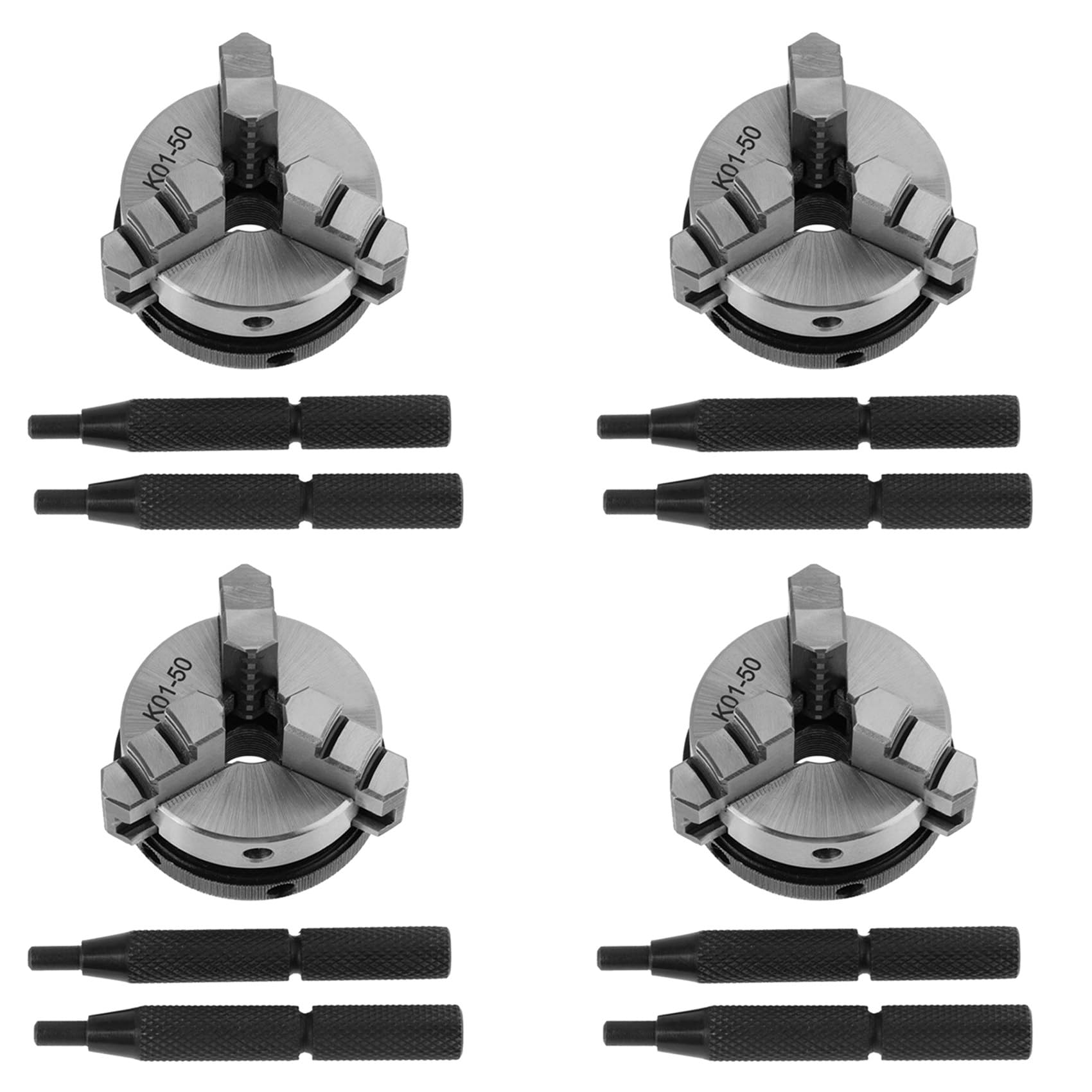 Jnchdghwa Silver 4X Lathe Chuck K01 50 Self-Centering Mini Lathe Chuck 3 Jaw Wood Lathe Tool
