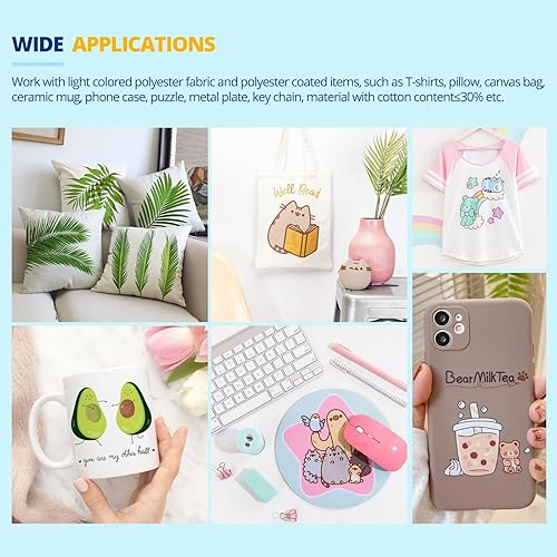 Miniatura 6 de HTVRONT Papel de sublimación de 11 x 17 pulgadas, 200 hojas de papel de transferencia de sublimación compatible con impresora de inyección de tinta,