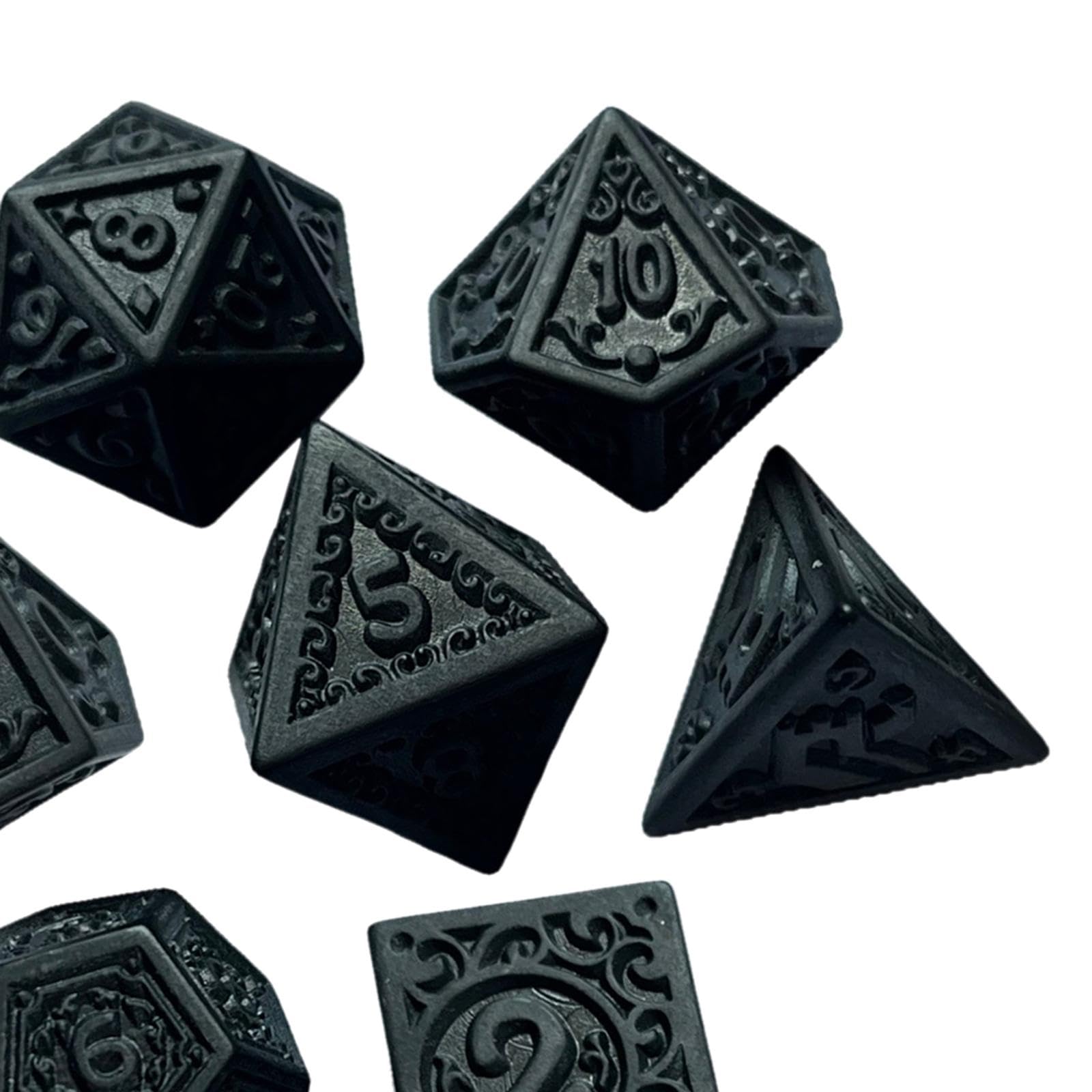 ATORSE® 7 Pieces Polyhedral Dice Black Party Favors Multisided Dice for Role Playing-image-8