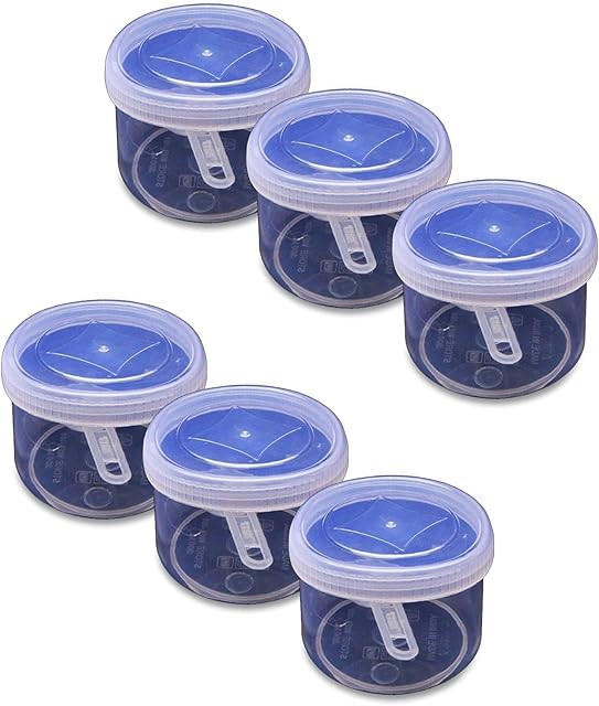 Plastic Storage Jar 300ml Screw Top Lids Airtight Food Storage Containers Stackable Set with Spoon for Kitchen, Herb, Spices, Sweets Clear Canister pots (Pack of 6)