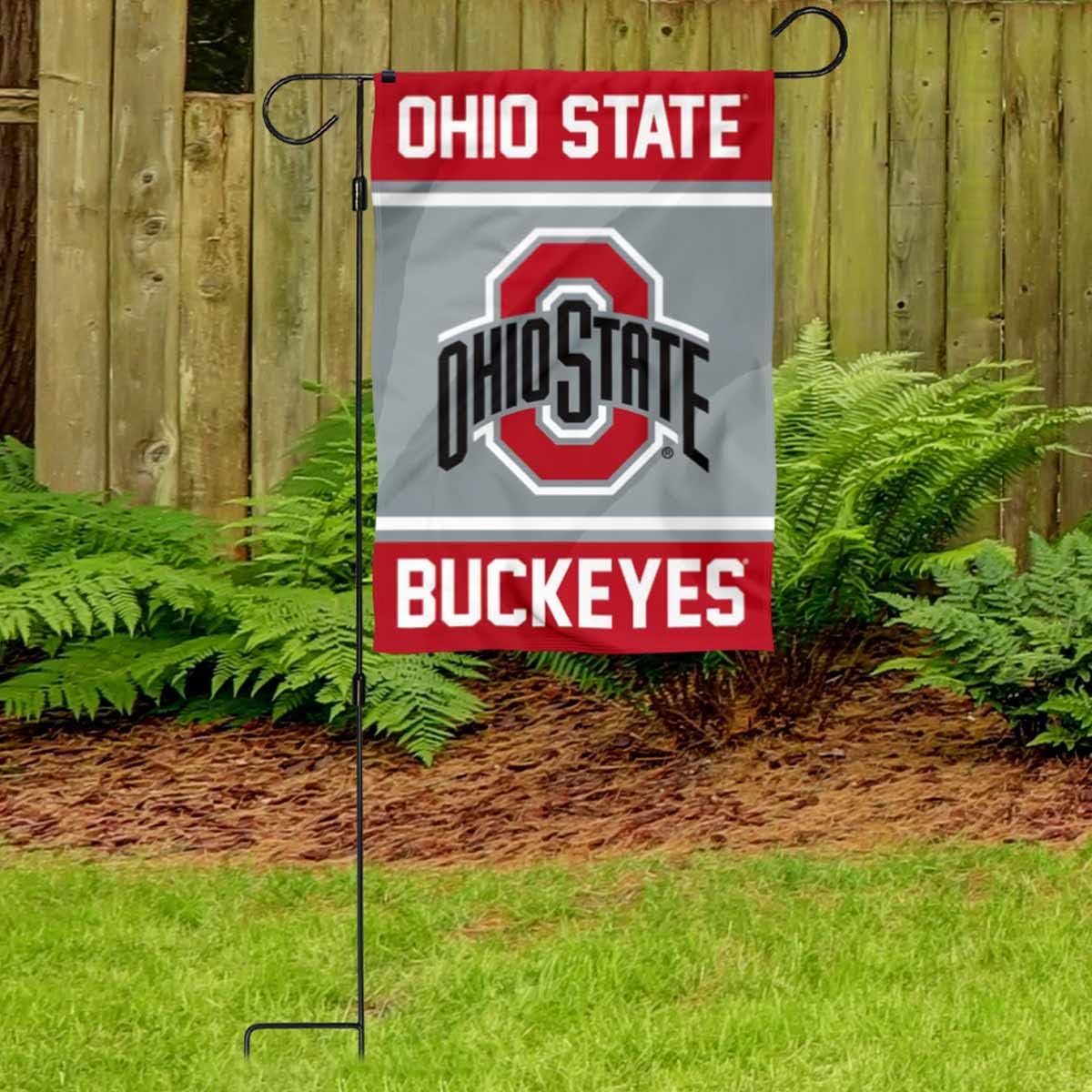 Ohio State Buckeyes Garden Banner Flag with Flag Pole Stand Set - Image 3