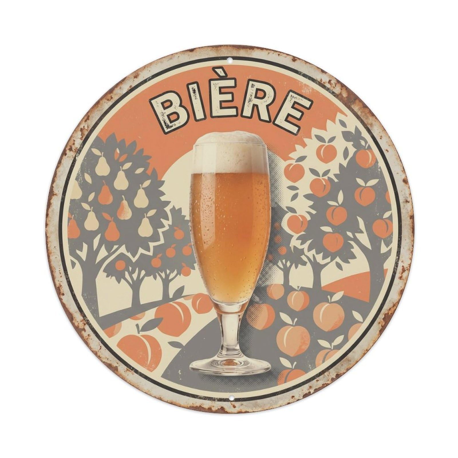 Vintage Silkscreen European Beer Brewery Drink Culture Metal Tin Sign