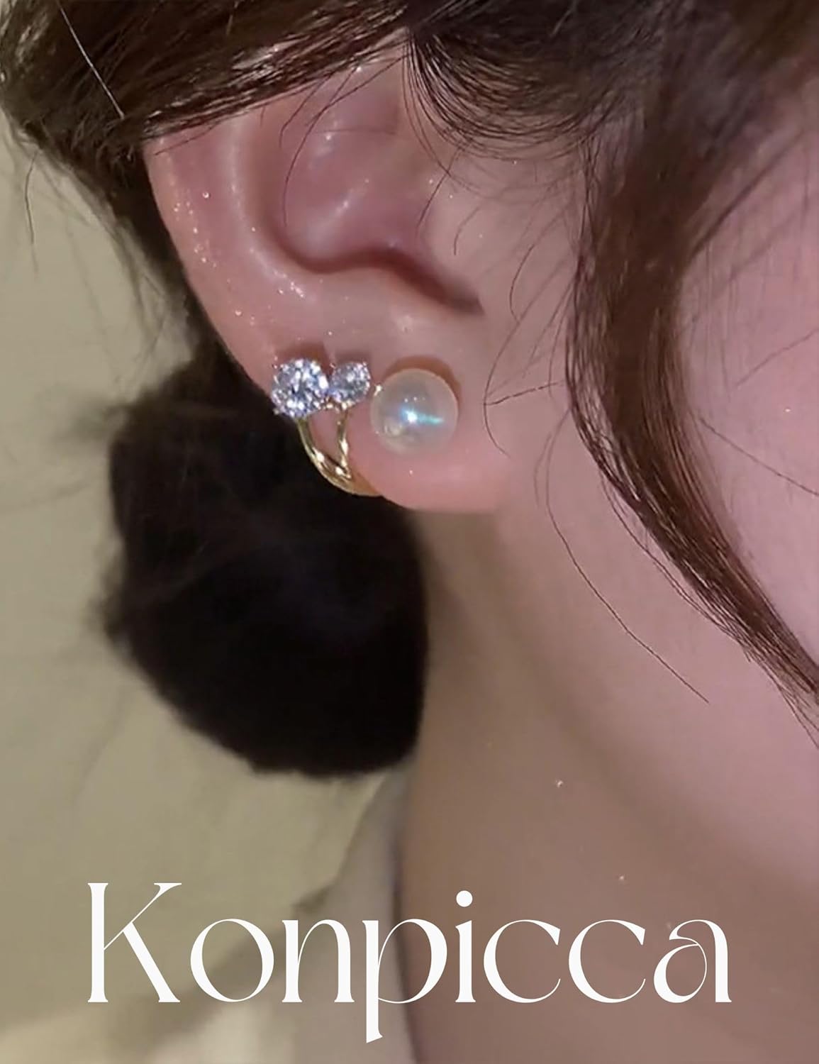 14K Gold Plated Pearl and Cubic Zirconia Earrings for Women, Hypoallergenic Teardrop Dangle & Ear Climber Studs, Versatile Jewelry Gift for Daily & Evening Wear - Image 5