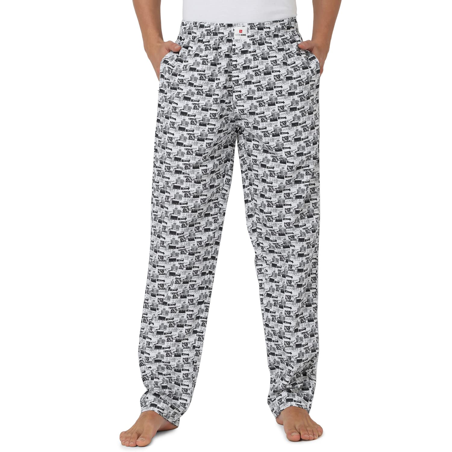 underjeans Spykar Men's Regular Fit Cotton Pajama (UJMPYJPPJ001WhiteGrey)-picture-38