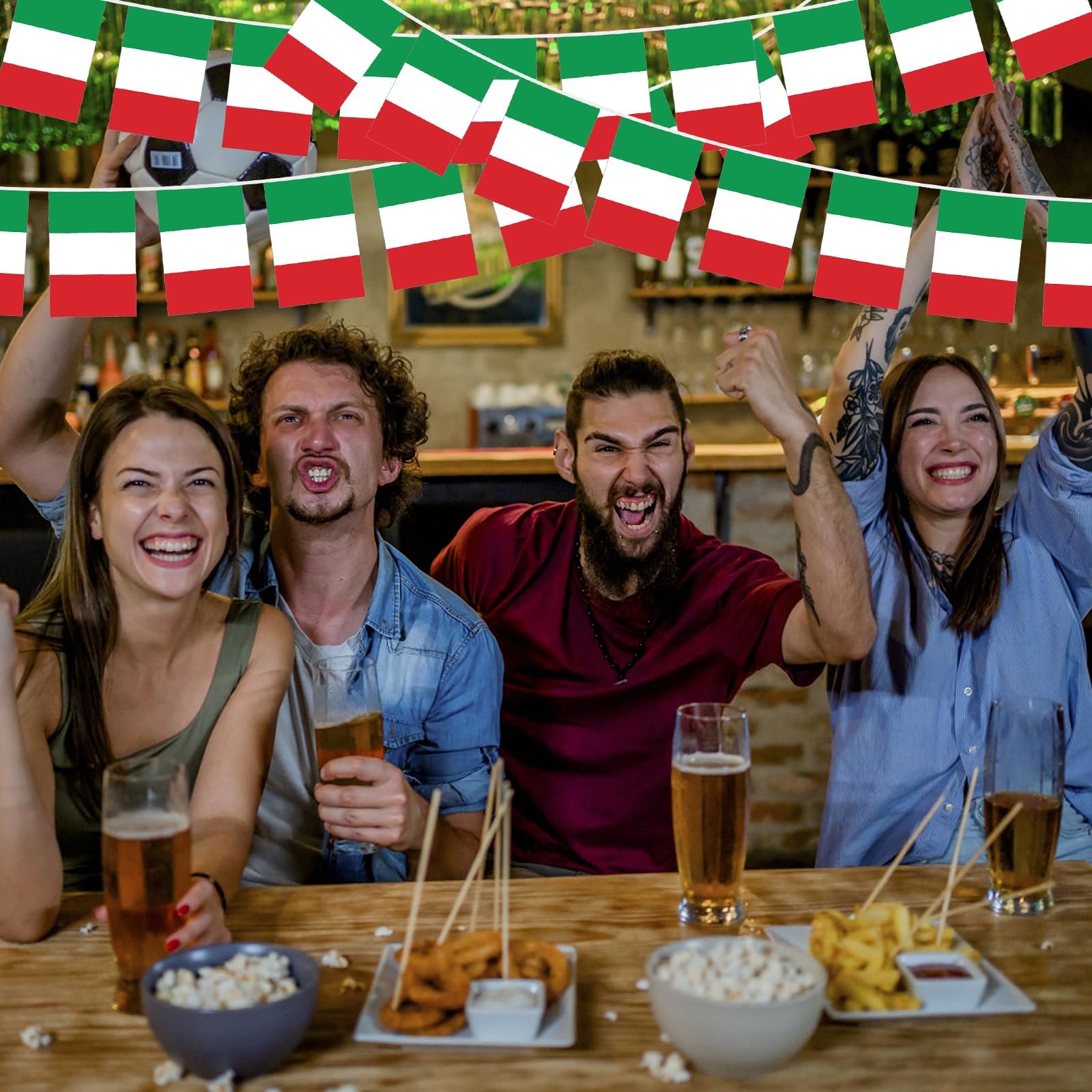 16m Bandiera Italia Italia Repubblica Italiana Guidone Banner Bandiera Italiana Bandiera Ghirlanda Bandiera con 60 Bandiere per Eventi Patriottici Decorazioni Bar e Sportivi