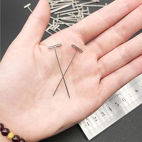 Miniatura 5 de 150 pines en T para bloquear tejer, modelar, hacer pelucas y manualidades, acero inoxidable niquelado con caja de almacenamiento (1.5 pulgadas, 2