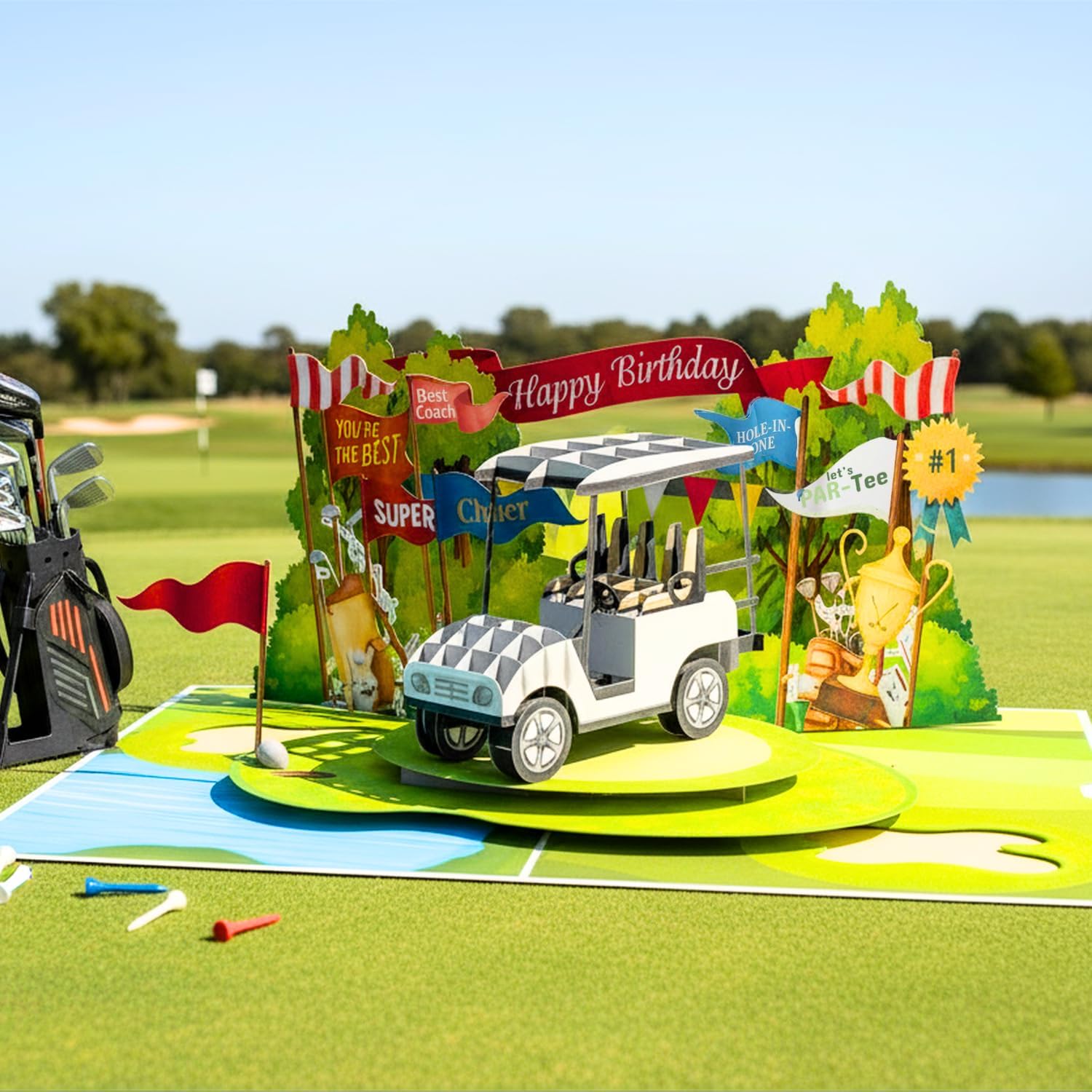 HEARTAGS- Pop Up Golf Birthday Card, 3D Golf Birthday Pop Up Card For Men, Dad, Husband, Brother, Son, Grandpa, Popup Greeting Cards Size 6x8 inches Includes Message Note and Envelope - Image 6