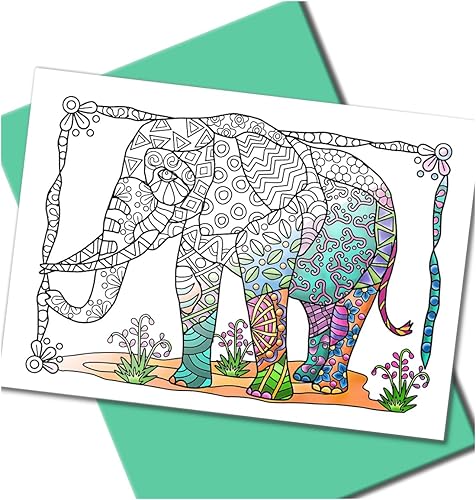Art Eclect Tarjetas de felicitación y agradecimiento para colorear de la naturaleza diseños de animales de vida silvestre Zentangle 10 tarjetas con