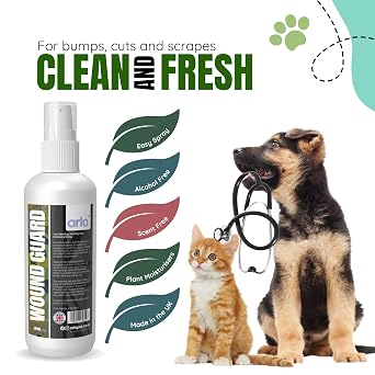 Wound Guard Antibac Skin Spray Non Stain 300ml | Horse, Dog & Cat Skin Cleansing for Minor Cuts, Grazes & Hot Spots | No-Sting Moisture Shield for Irritated Skin | Pet First Aid Formula for Animals