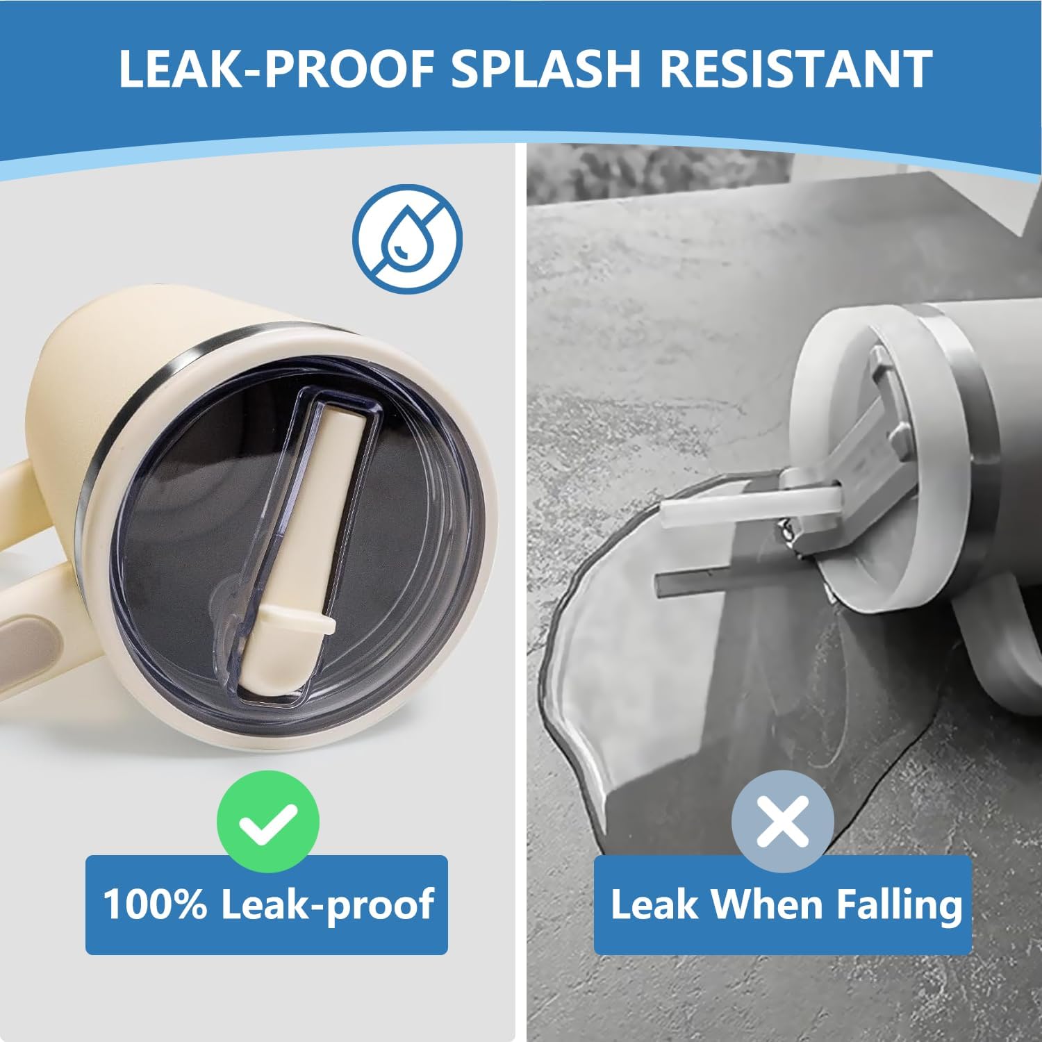 2 Pack Leakproof Lid Replacement for Stanley Quencher, Leak Proof Lid for Stanley H2.0 Flow State Tumbler,Flip Straw Lid 30 oz for Stanley Cup Accessories - Image 3