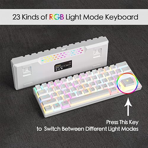 Miniatura 2 de abucow Teclado mecánico con cable 60% teclado para juegos con 18 estilos coloridos RGB retroiluminados personalizados 63 teclas intercambiables